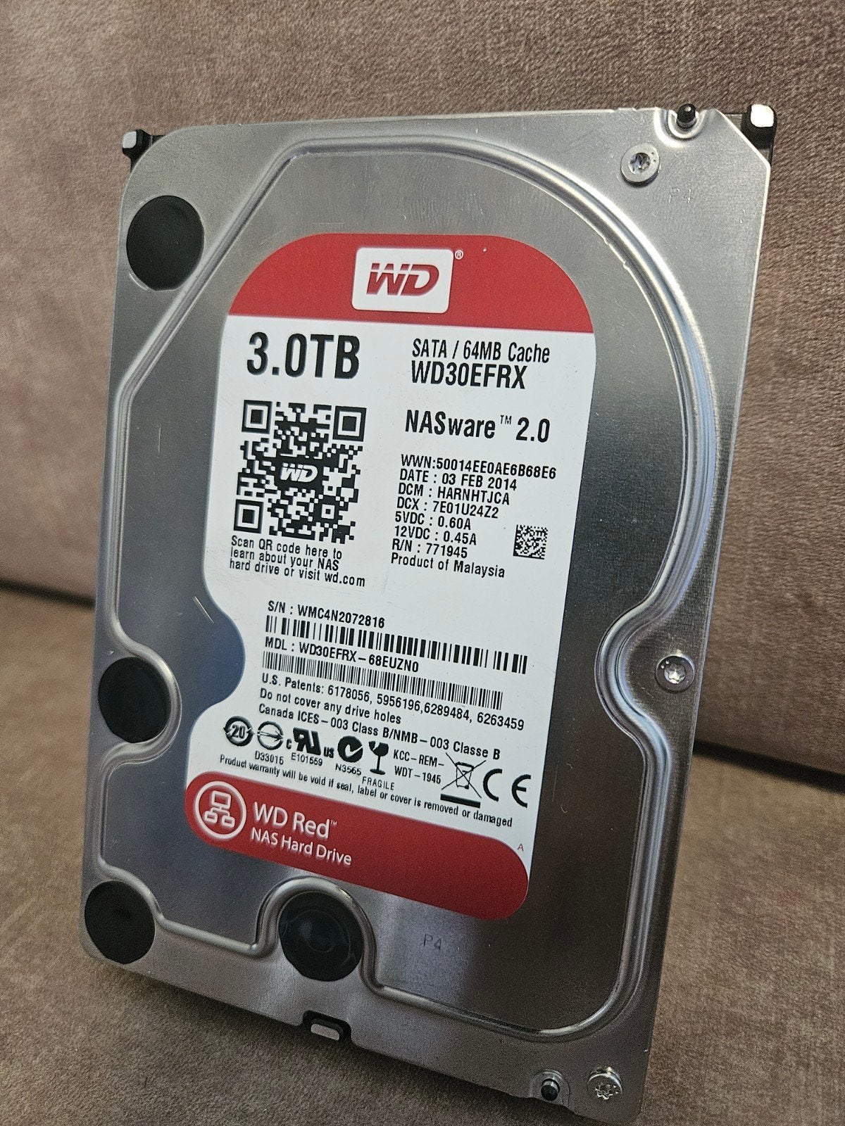 WD Red NAS Hard Drive 3TB SATA WD30EFRX, Intern, Gebruikt, Server, Ophalen of Verzenden
