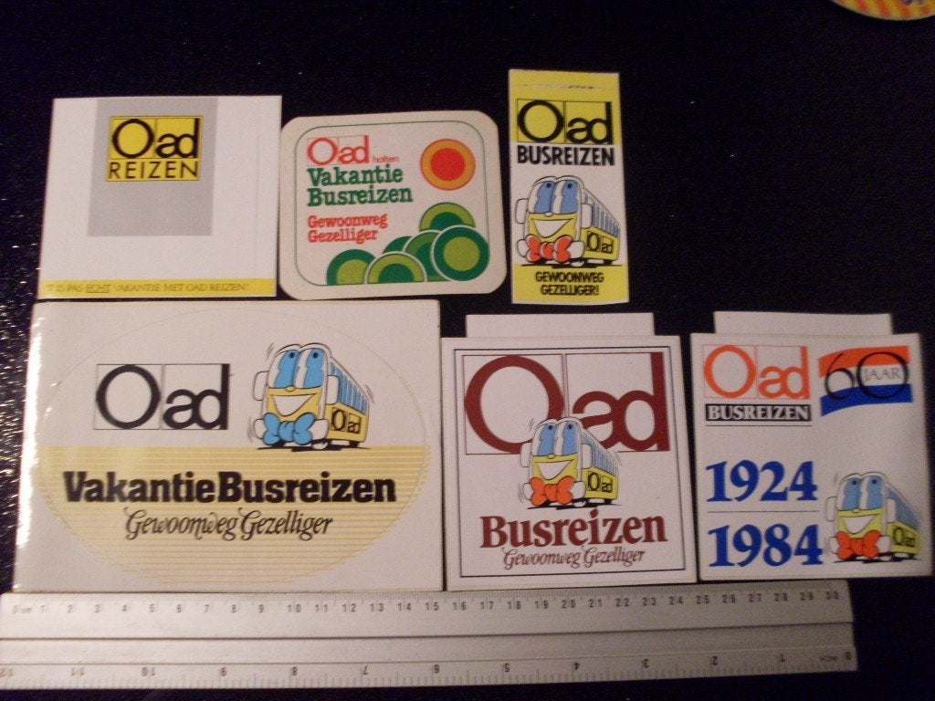 6x sticker Oad vakantie busreizen gewoonweg gezelliger!, Verzamelen, Verzenden, Zo goed als nieuw, Bedrijf of Vereniging