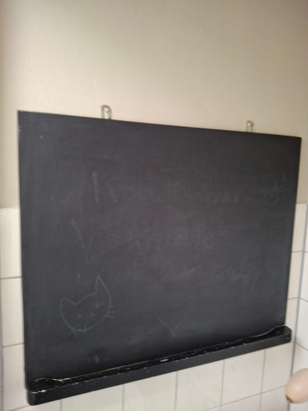 brocante oud schoolbord met krijtjes richel, Diversen, Ophalen, Gebruikt, Krijtbord