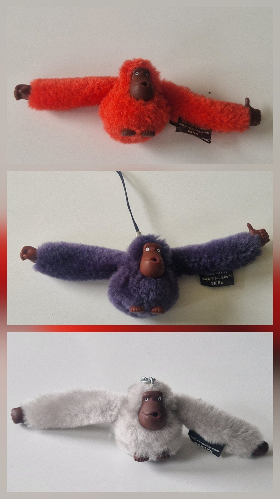 3 x Kipling sleutelhanger - bag charm - Marilyn, Nina, Siebe, Ophalen, Zo goed als nieuw