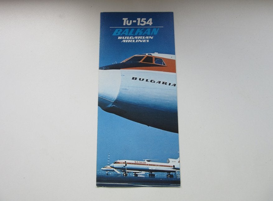 Balkan Bulgarian Airlines brochure Tu-154, Verzenden, Zo goed als nieuw, Overige typen
