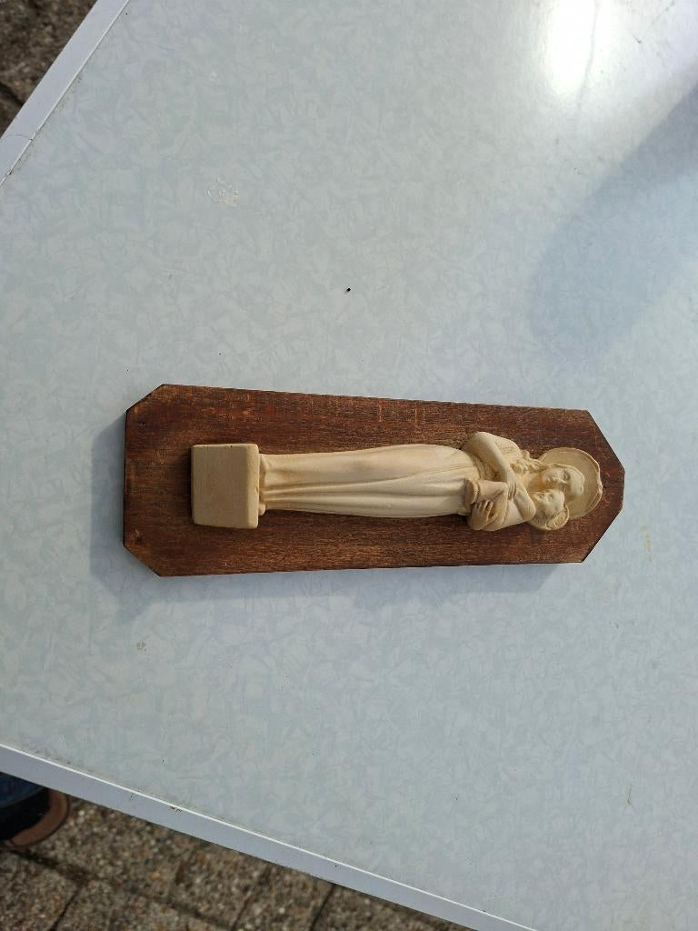 antiek maria beeldje met baby voor aan de muur, Antiek en Kunst, Antiek | Religie, Ophalen of Verzenden