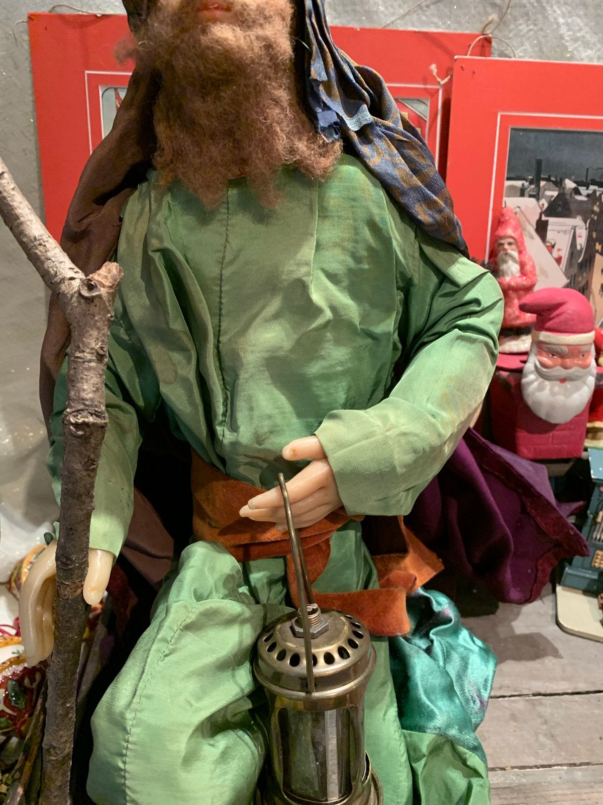 Grote  antieke Jozef beeld in wax - Kerststal decoratie, Ophalen of Verzenden
