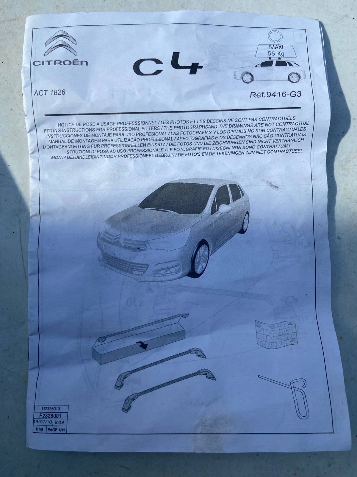dakdragers voor Citoën C4 sedan, Ophalen, Gebruikt