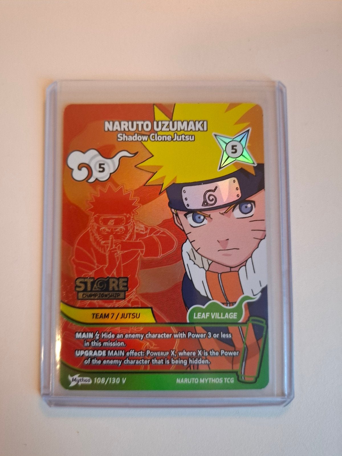 Naruto Uzumaki Shadow Clone Jutsu TCG Kaart Foil (Mythos), Ophalen of Verzenden, Zo goed als nieuw, Losse kaart, Foil