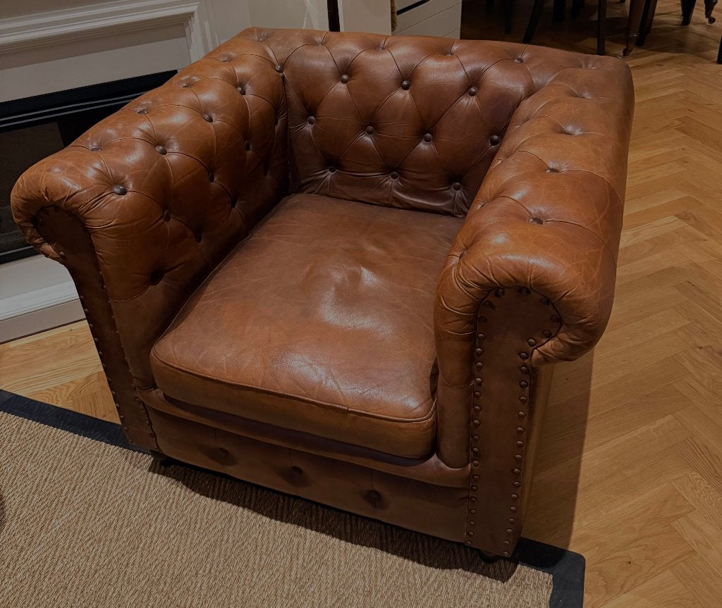 Leren fauteuil, Ophalen, Gebruikt, 75 tot 100 cm, Leer