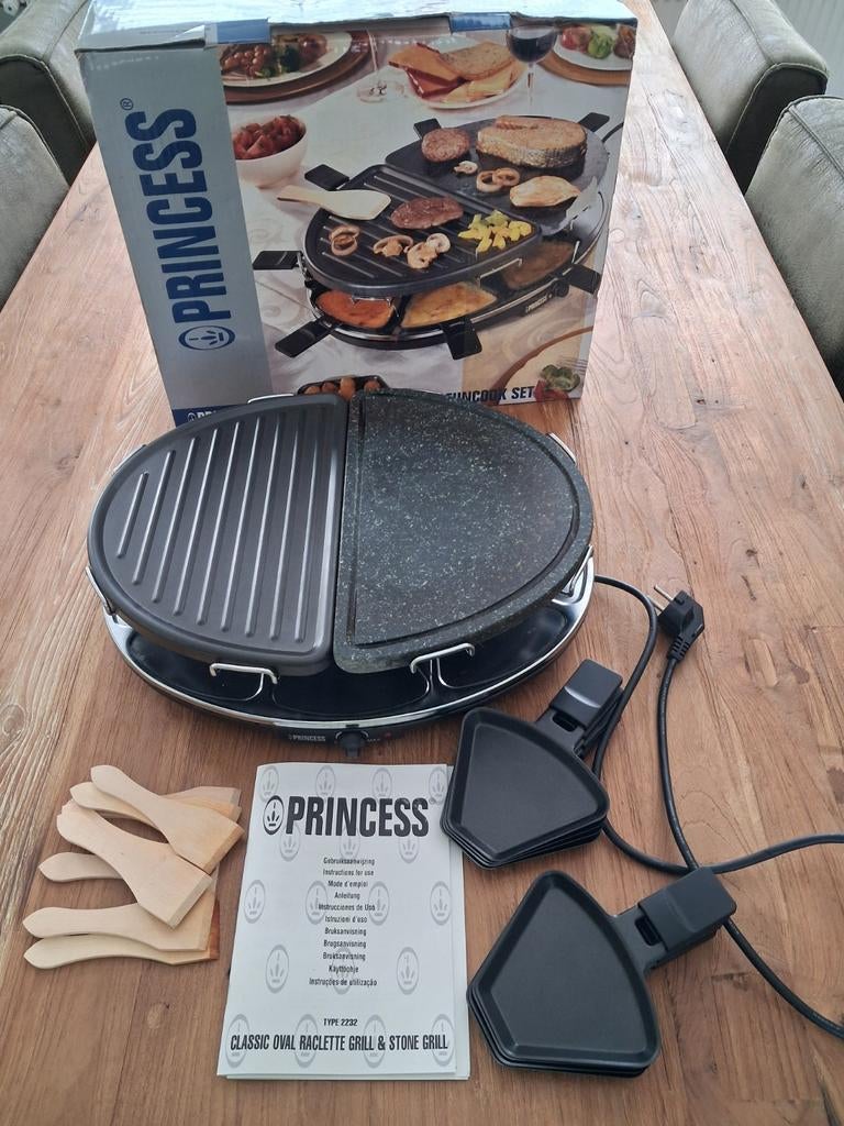 Princess steengrill/raclette - compleet en weinig gebruikt, Ophalen of Verzenden, Zo goed als nieuw, 8 personen of meer