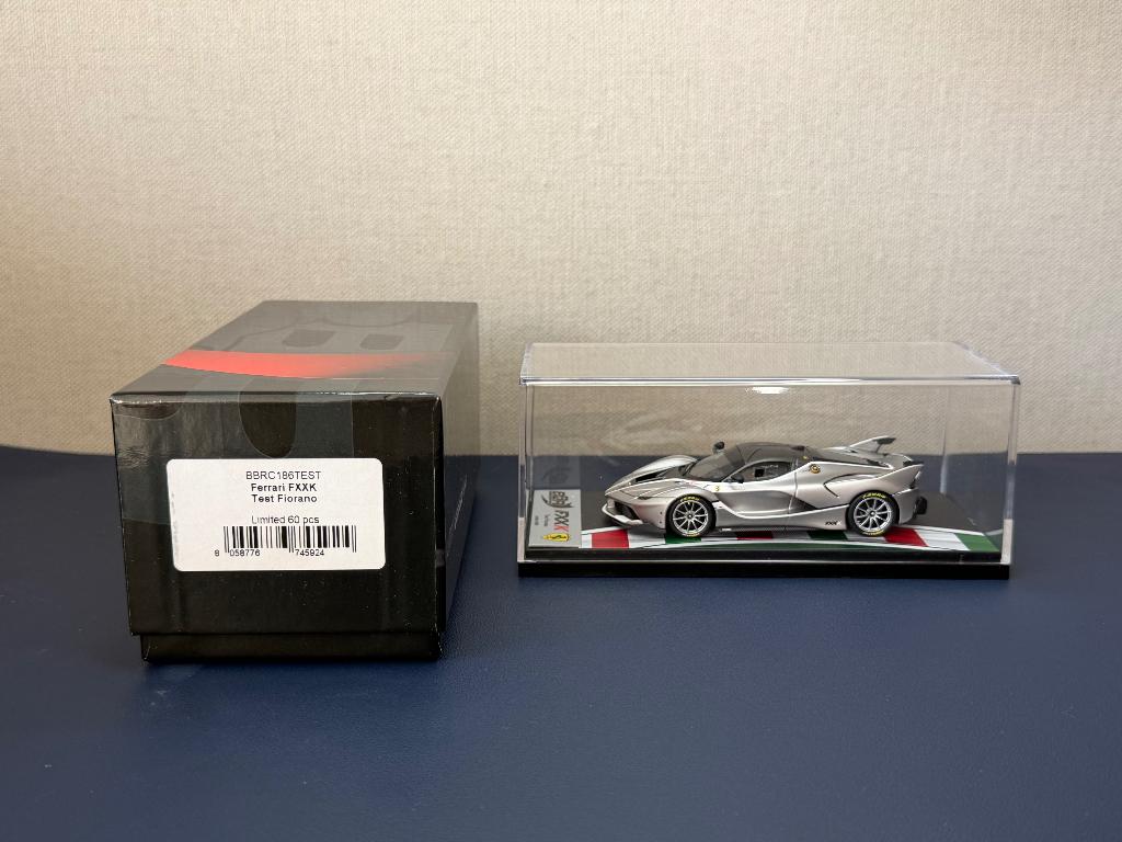 BBR Ferrari FXXK Test Fiorano 1:43 zilver modelauto, Hobby en Vrije tijd, Modelauto's | 1:43, Ophalen of Verzenden, Zo goed als nieuw
