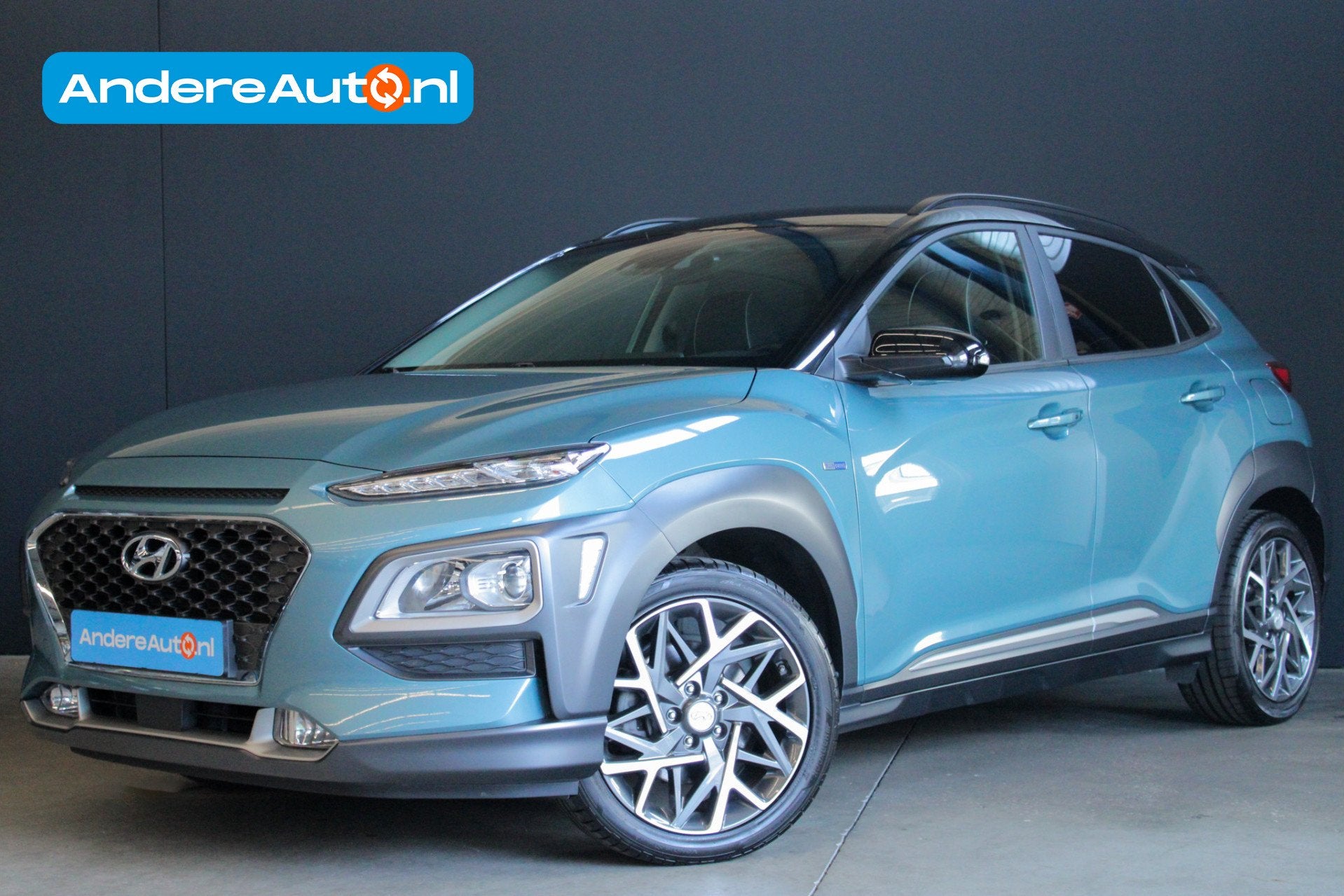 Hyundai KONA 1.6 GDI HEV Premium |stoelkoeling/verwarming|el, Auto's, Hyundai, Gebruikt, Zwart, Blauw, Automatische klimaatregeling