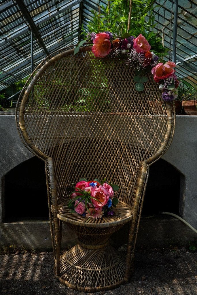 Vintage Rotan Pauwenstoel - Bohemian Chic, Ophalen