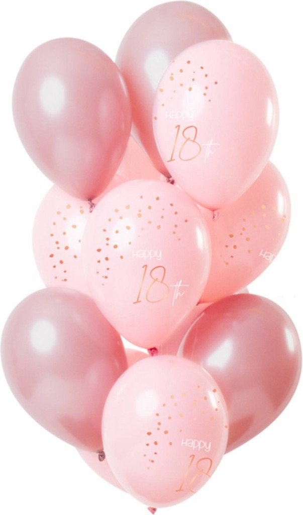 Ballonnen Elegant Lush Blush 18 jaar 30 cm - 12 stuks, Verzenden, Nieuw, Versiering, Verjaardag