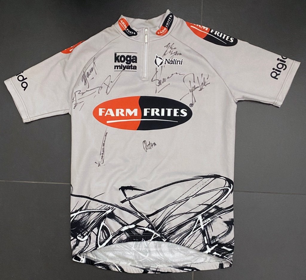 Wielershirt FARM FRITES 2000 + 8 handtekeningen -Knaven e.a., Ophalen of Verzenden, Overige typen