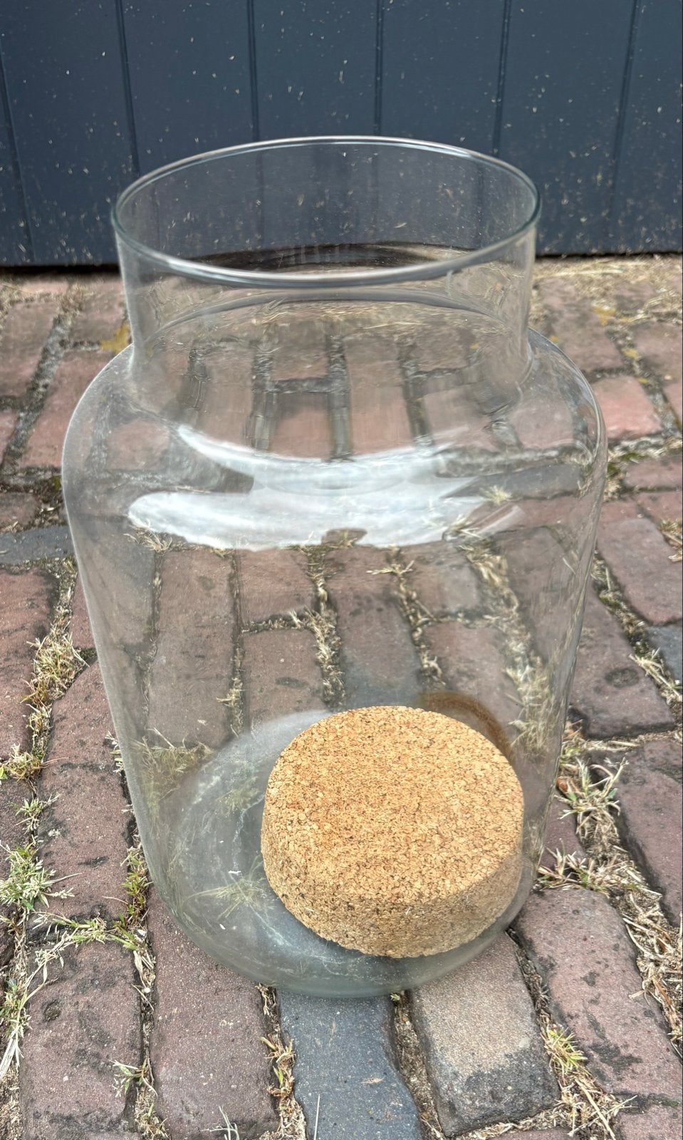 Grote glazen pot met kurken deksel, Ophalen of Verzenden