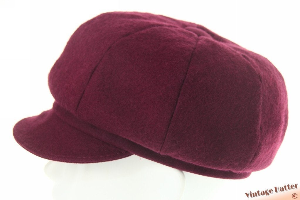 Vintage ballonpet bordeaux vilt 54,5 = XS gratis verzending, Kleding | Dames, Ophalen of Verzenden, Gedragen, 55 cm (S, 6⅞ inch) of minder