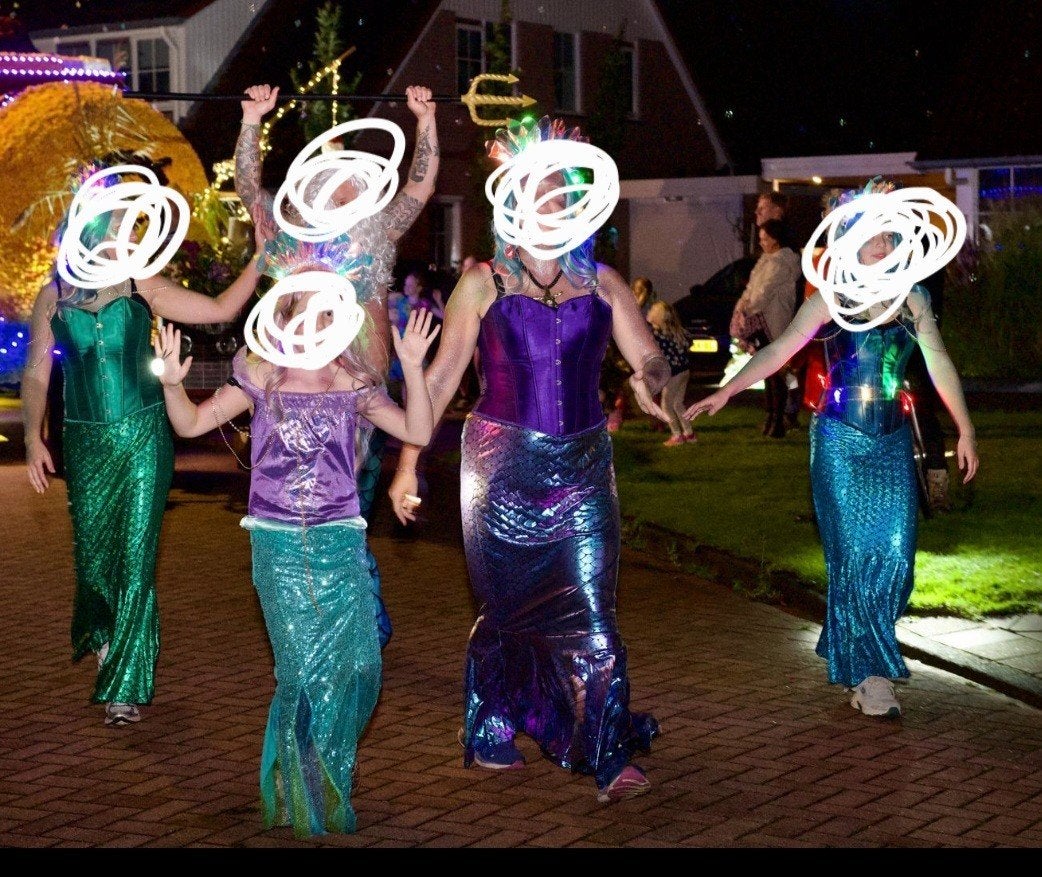 Zeemeermin en Neptunus kostuums - Diverse maten, Carnaval, Ophalen of Verzenden, Zo goed als nieuw, Kleding