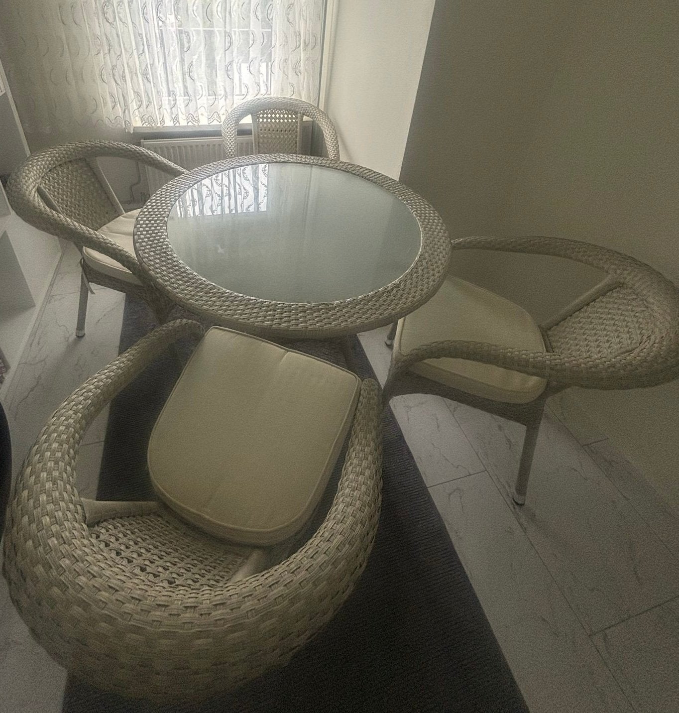beige Sette Garden Office tuinset, bijna nooit gebruikt, Ophalen, 4 zitplaatsen, Zo goed als nieuw, Wicker