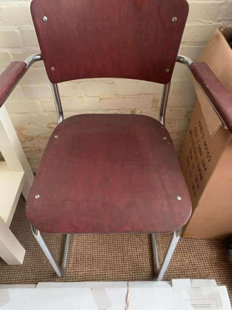 Vintage stoel, Ophalen, Gebruikt, Bruin, Metaal