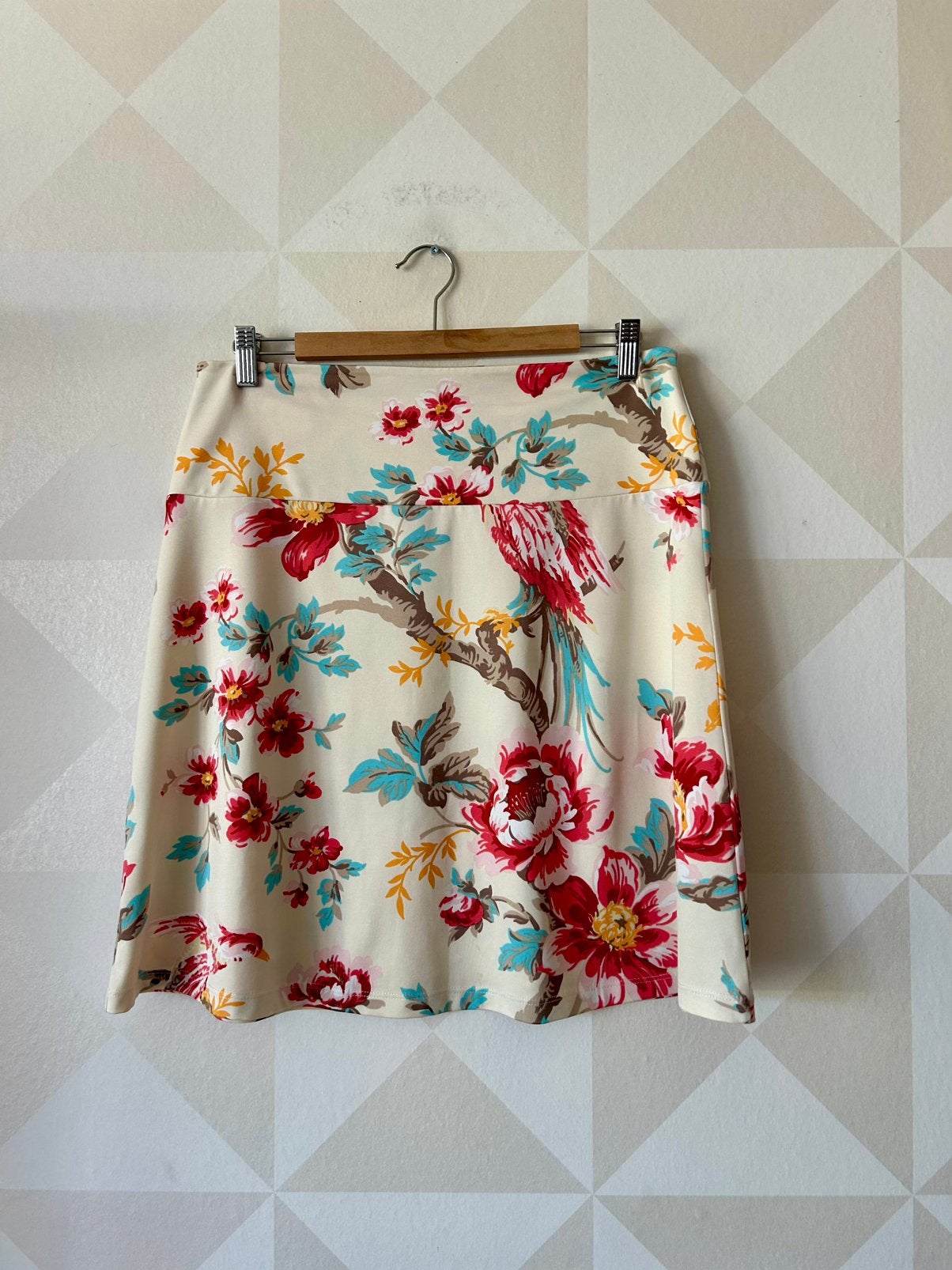 King Louie Border Skirt wit bloem M/38 zgan, Maat 38/40 (M), Wit, Ophalen of Verzenden, Zo goed als nieuw