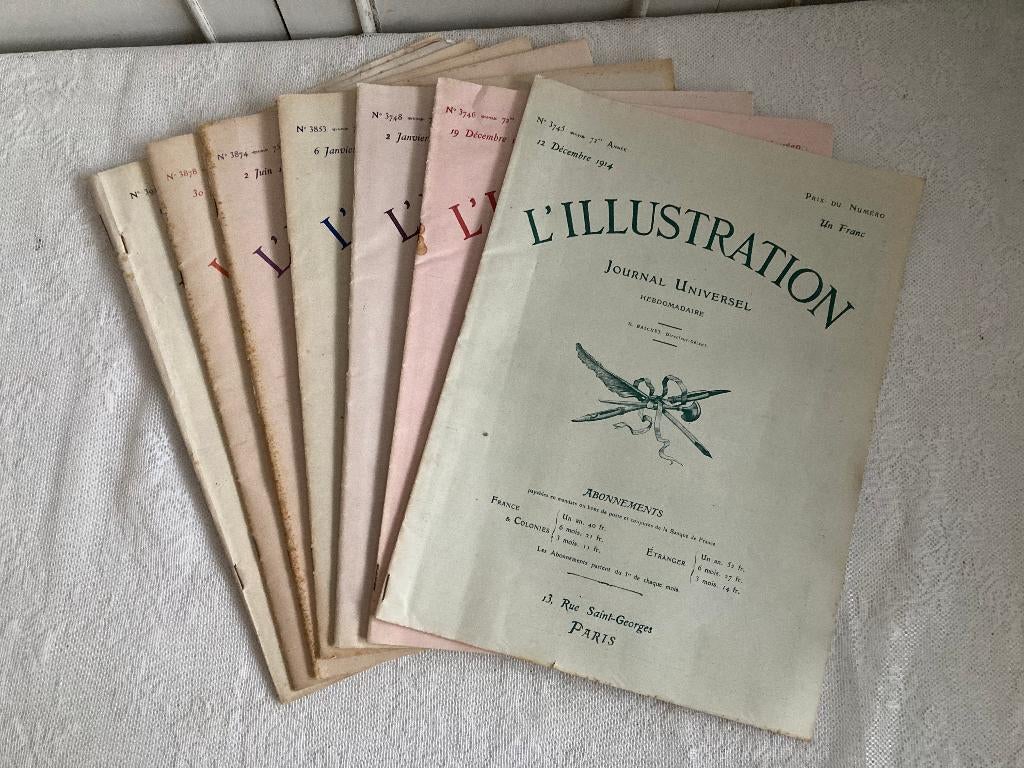7 Antieke Franse tijdschriften L'ILLUSTRATION / 1914 t/m 18, Ophalen of Verzenden