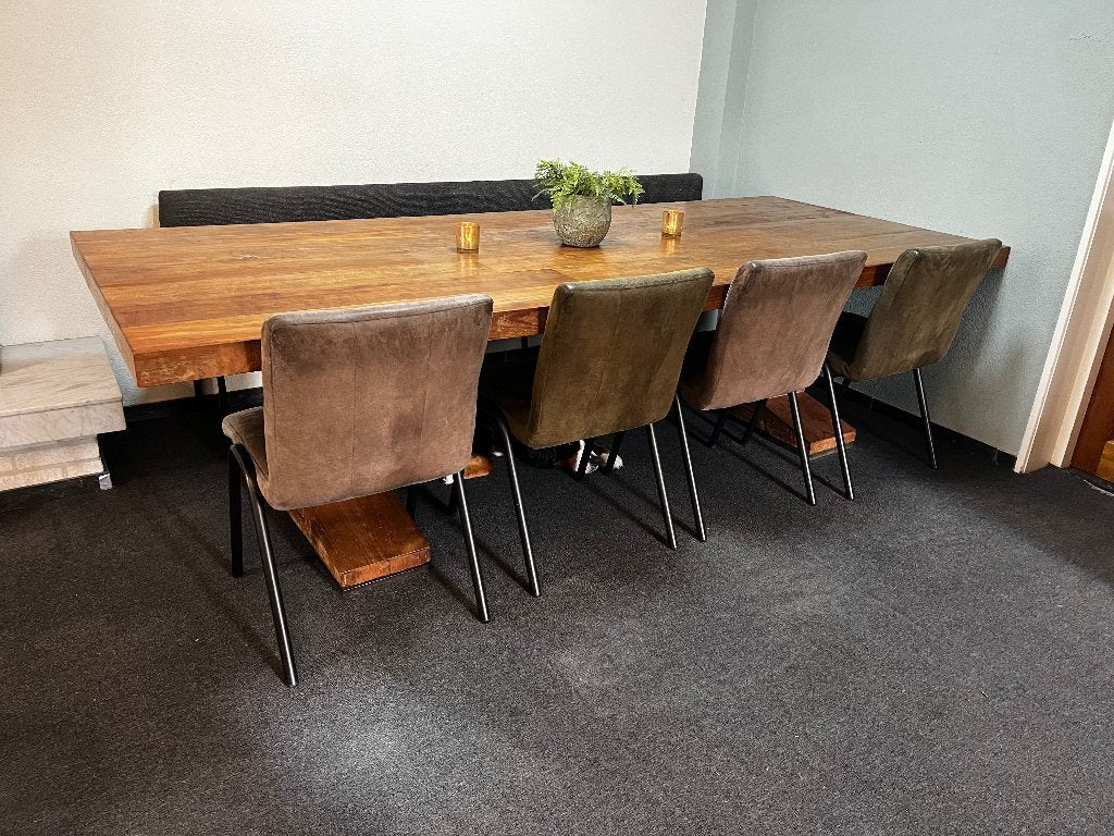 Eettafel, stamtafel, Gebruikt, 100 tot 150 cm, Teakhout, 200 cm of meer
