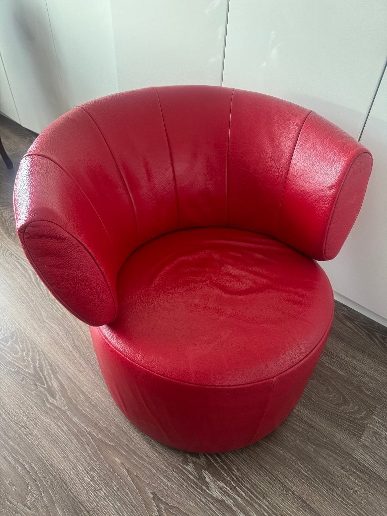 Rolf Benz 684 in rood leer, Huis en Inrichting, Ophalen, Gebruikt, 75 tot 100 cm, Modern