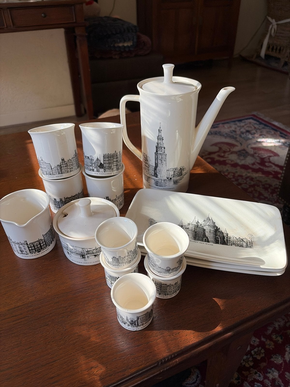 Vintage Amsterdams Grachtenpand Servies - Compleet Set, Antiek en Kunst, Ophalen of Verzenden