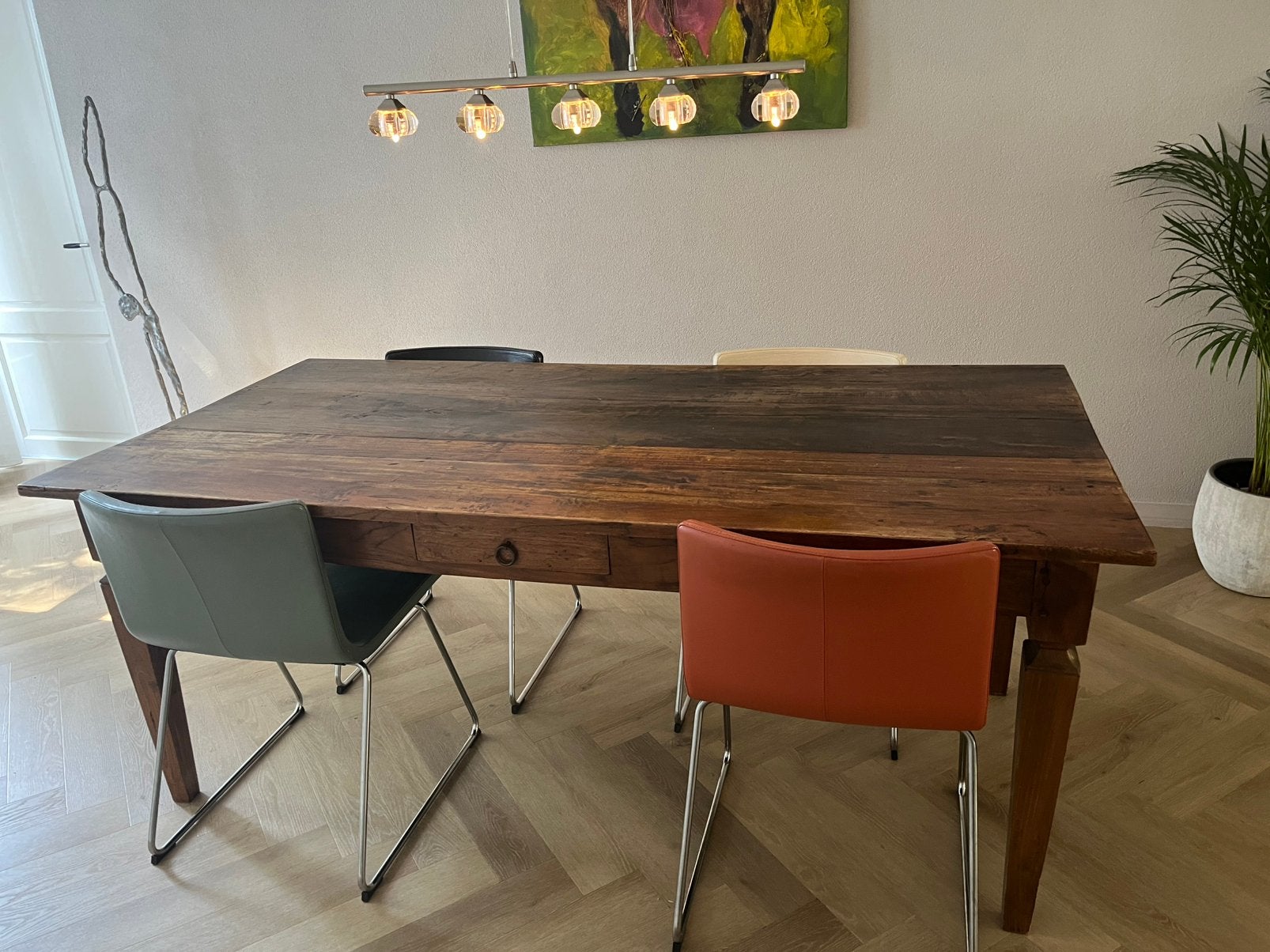 Mooie teakhouten eettafel., Gebruikt, 100 tot 150 cm, Teakhout, Ophalen of Verzenden