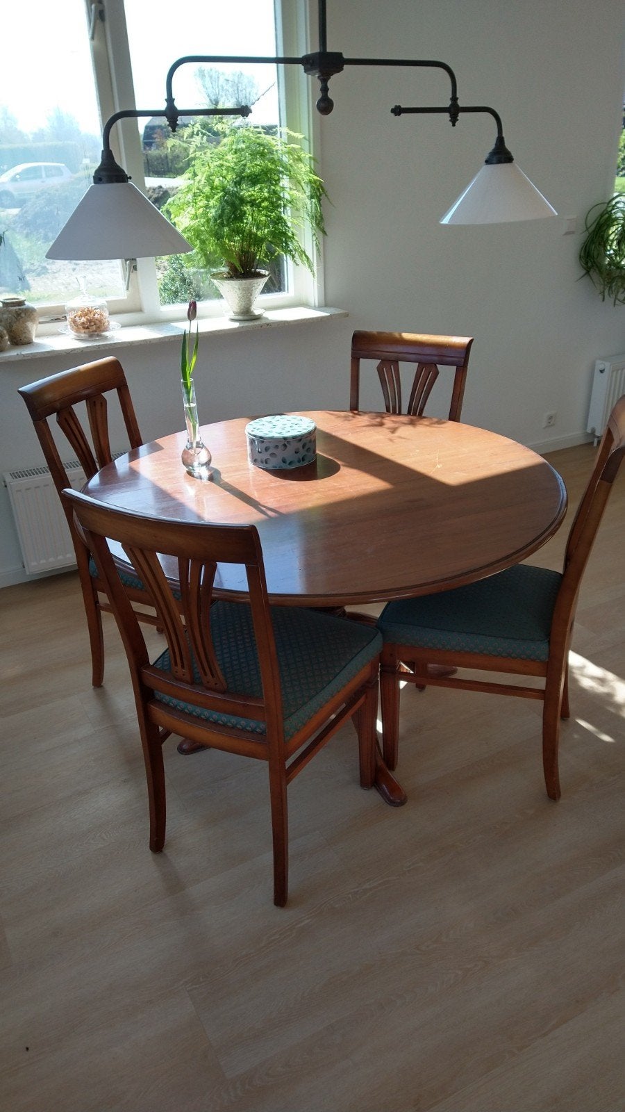 Kersenhouten ronde eettafel met 4 stoelen, Ophalen, Gebruikt, Rond, Kersenhout