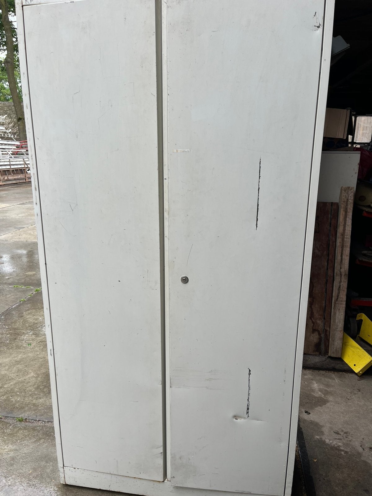 Metalen draaideurkast dossierkast 2deurs 1m. br 2m h 4xplank, Ophalen, Gebruikt, Berging gereedsschapkast werkplaatskast, Meerdere deuren