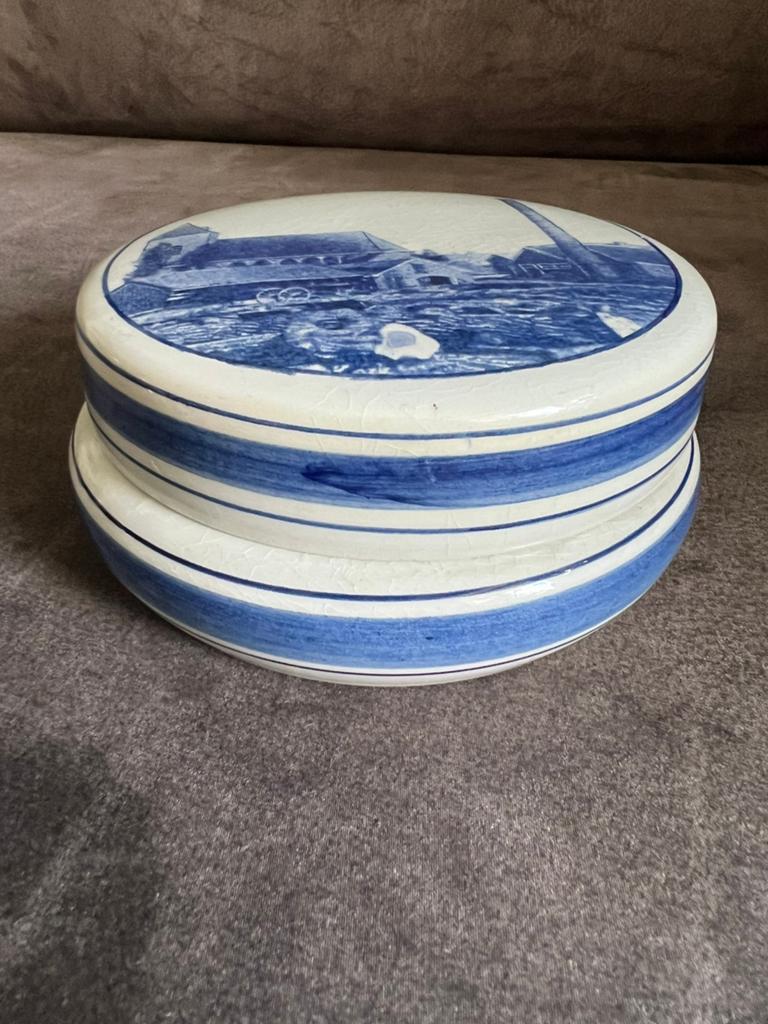Vintage Doosje met Deksel Delfts Blauw Handbeschilderd., Antiek en Kunst, Ophalen of Verzenden