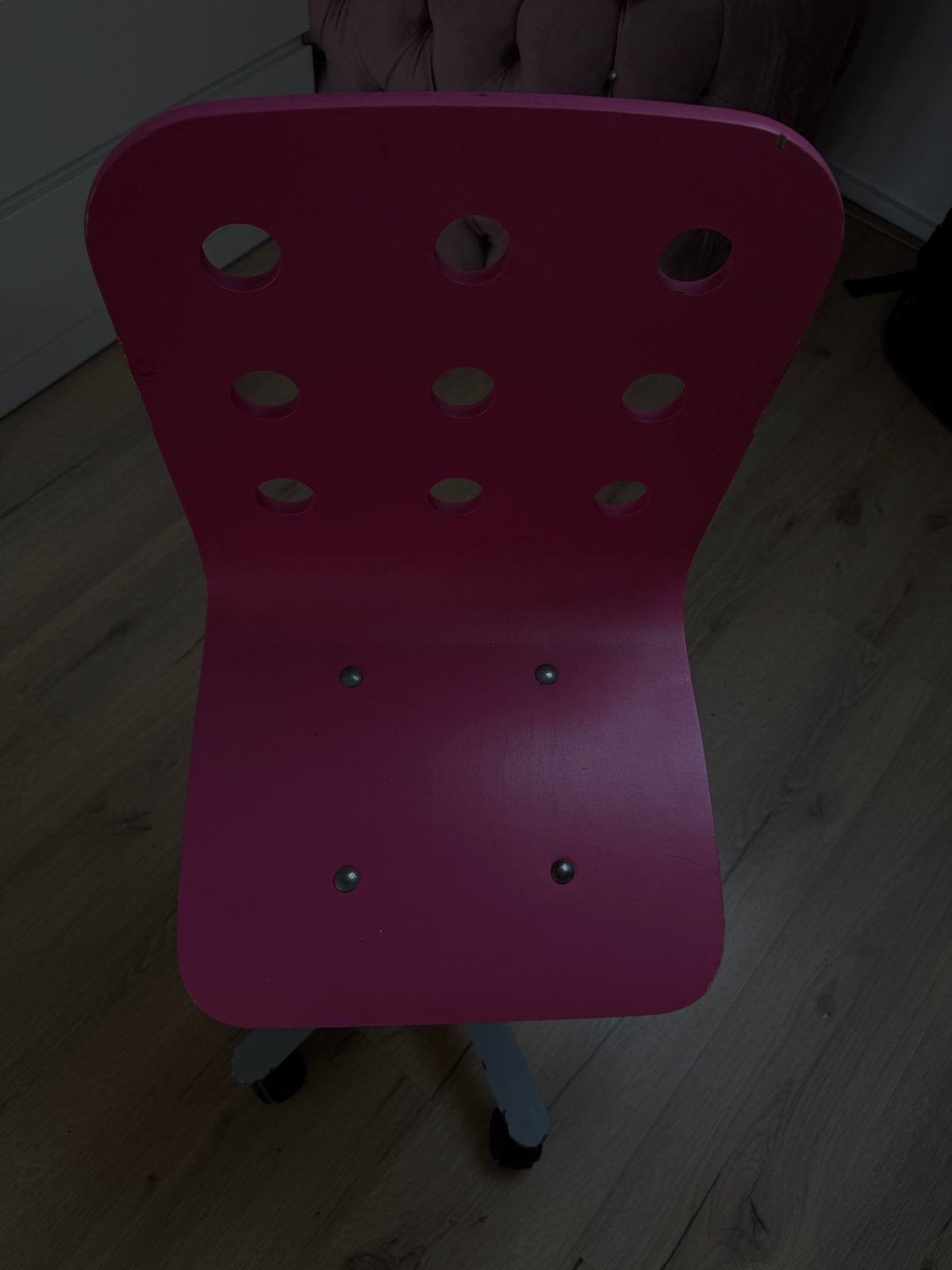Roze kinderbureaustoel met wieltjes, Ophalen of Verzenden, Gebruikt, Roze, Bureaustoel
