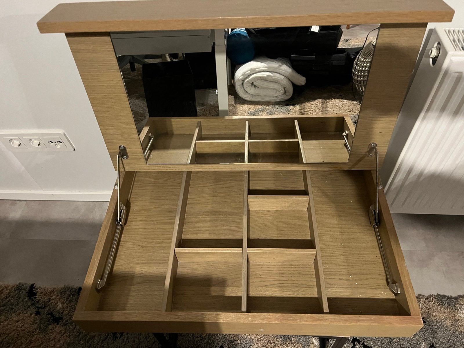 Maatwerk kaptafel met spiegel en opbergvakken, Ophalen, 50 tot 100 cm, Zo goed als nieuw, Minder dan 100 cm