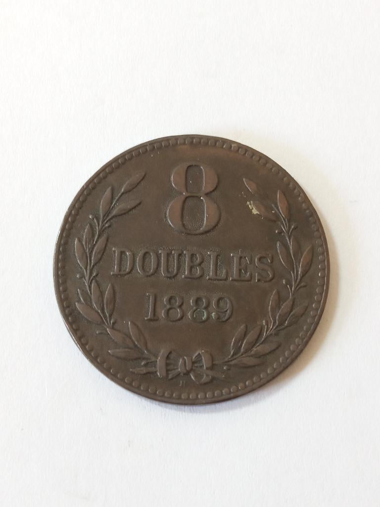 Guernsey 8 doubles 1889., Ophalen of Verzenden, Overige landen, Losse munt