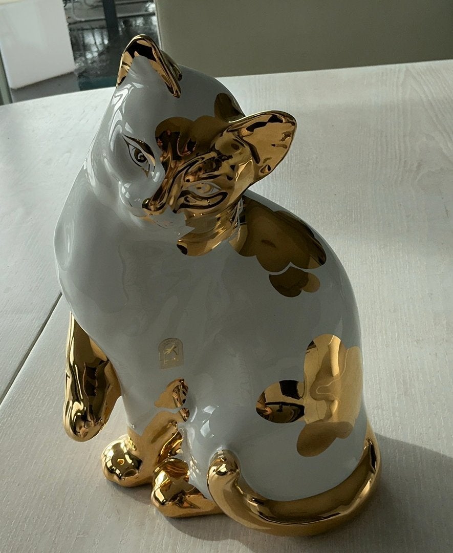 vintage Italiaans porseleinen Hollywood Regency kattenbeeld, Ophalen