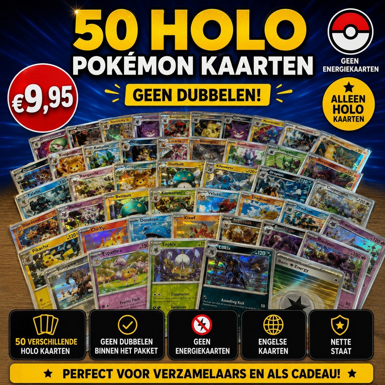  50 Verschillende Holo (glimmende) Pokémon Kaarten, Hobby en Vrije tijd, Verzamelkaartspellen | Pokémon, Ophalen of Verzenden