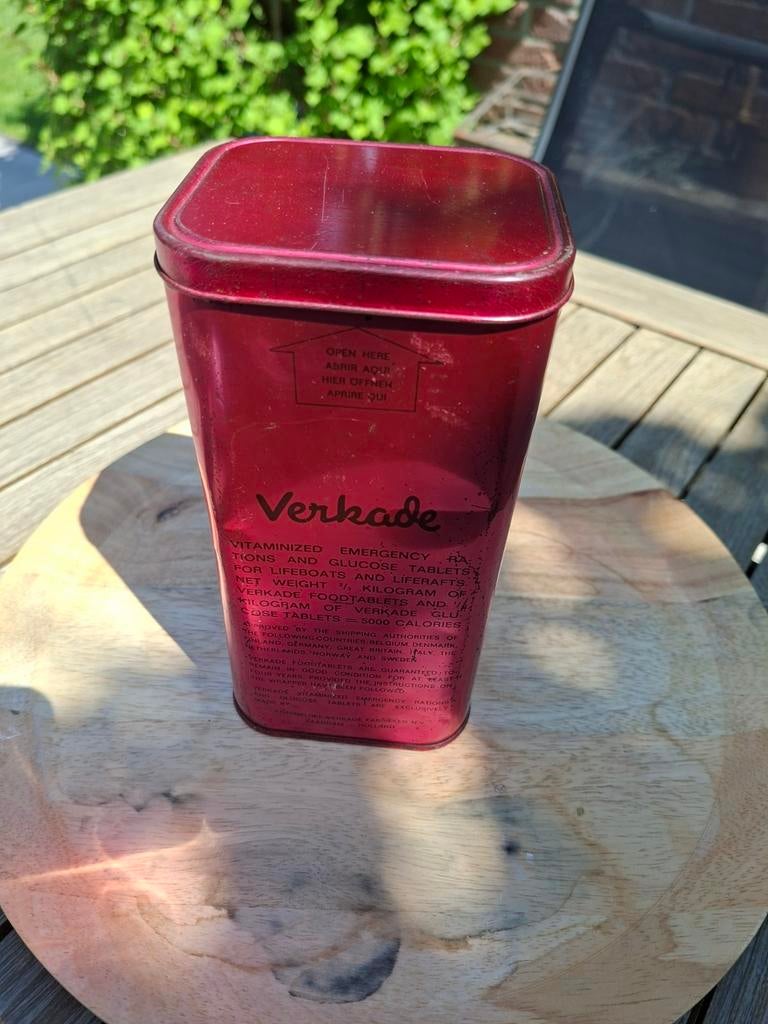 Blik noodrantsoen verkade gevuld en ongeopend reddingsvlot, Verzenden, Gebruikt, Overige, Verkade