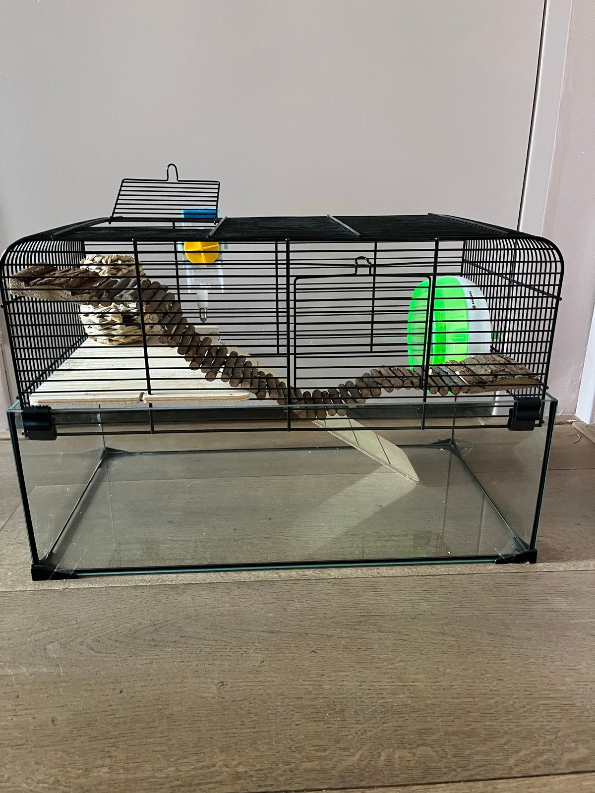 Hamsterkooi met toebehoren, Dieren en Toebehoren, Ophalen, Zo goed als nieuw, Loopwiel of Rad