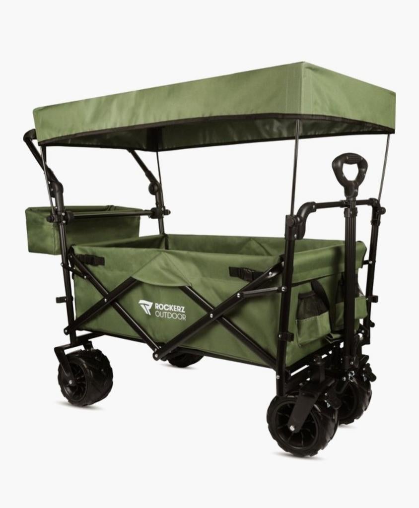 Opvouwbare bolderkar met dak - Groen + nieuw regenhoes., Caravans en Kamperen, Bolderkarren, Ophalen, Opvouwbaar, Nieuw