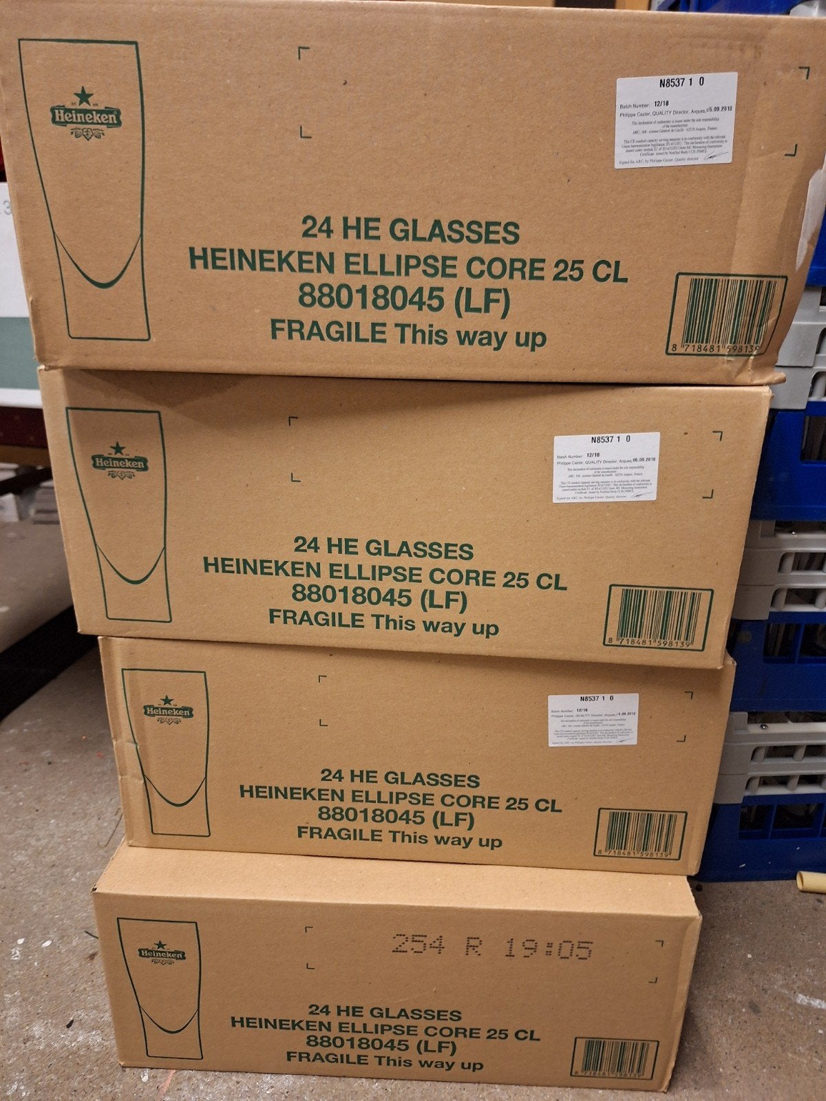 Heineken Ellipse glazen 25cl, Ophalen, Zo goed als nieuw, Bierglas