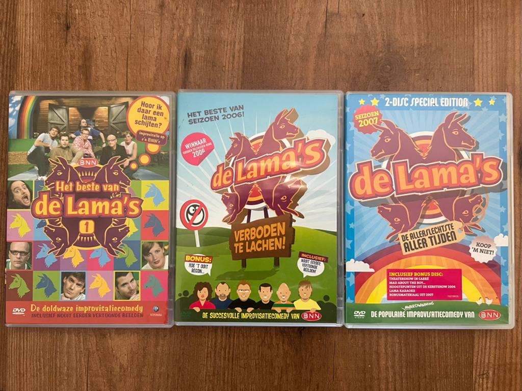 3 DVD’s De Lama’s - Improvisatie-comedy BNN, Cd's en Dvd's, Alle leeftijden, Ophalen of Verzenden, Zo goed als nieuw