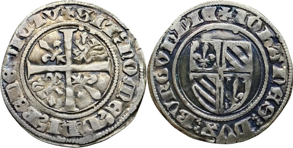 Grote blanc 1412 tot 1416, Bourgondie, Jan zonder Vrees, Ophalen of Verzenden, Frankrijk, Losse munt