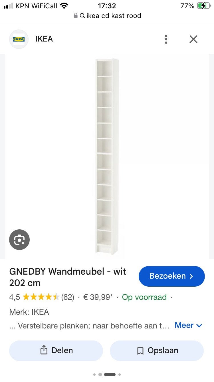 Gezocht: IKEA - GNEDBY Wandmeubel —— ROOD —— 202 cm, Ophalen of Verzenden, Nieuw in verpakking