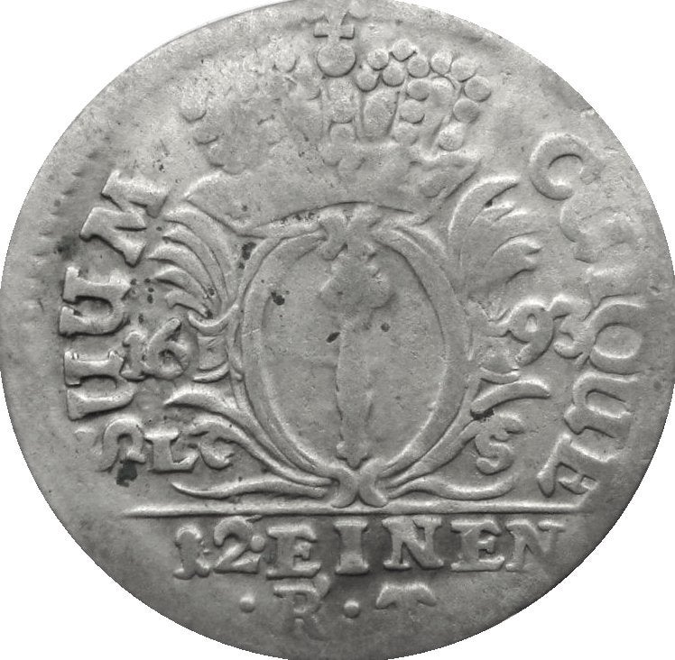 Bradenburg-Pruissen 1/12 thaler 1693 (zilver, zeldzaam), Ophalen of Verzenden, Duitsland, Losse munt, Zilver