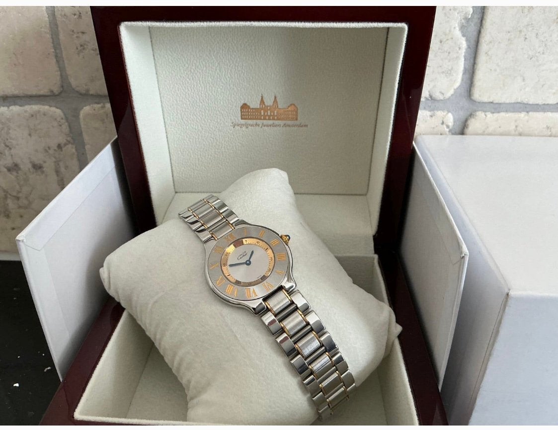 Cartier 21 dames horloge orgineel ✅, Staal, Staal, Polshorloge, Zo goed als nieuw