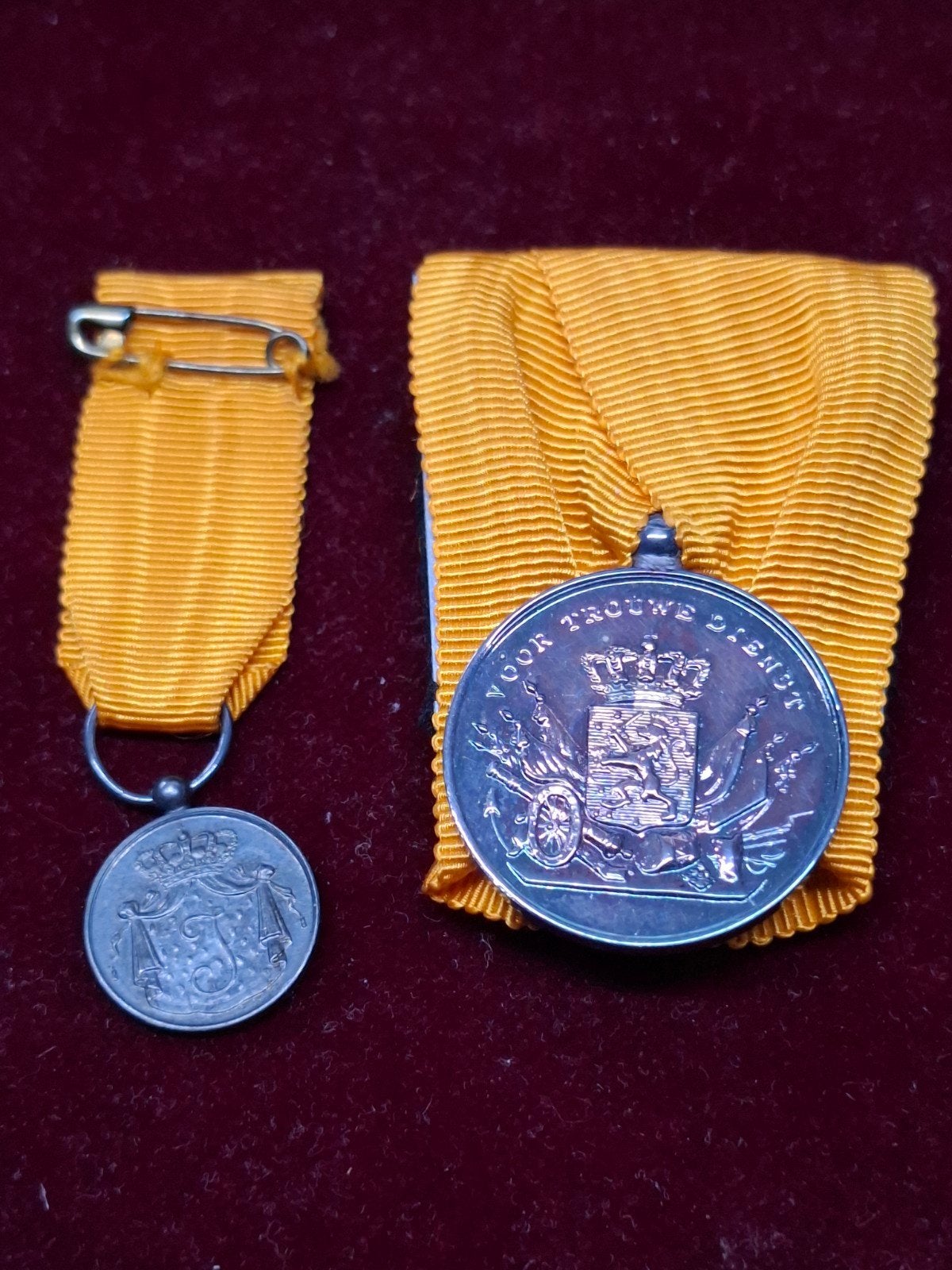 Nederlandse Medaille voor Trouwe Dienst met miniatuur, Postzegels en Munten, Ophalen of Verzenden, Overige materialen, Nederland