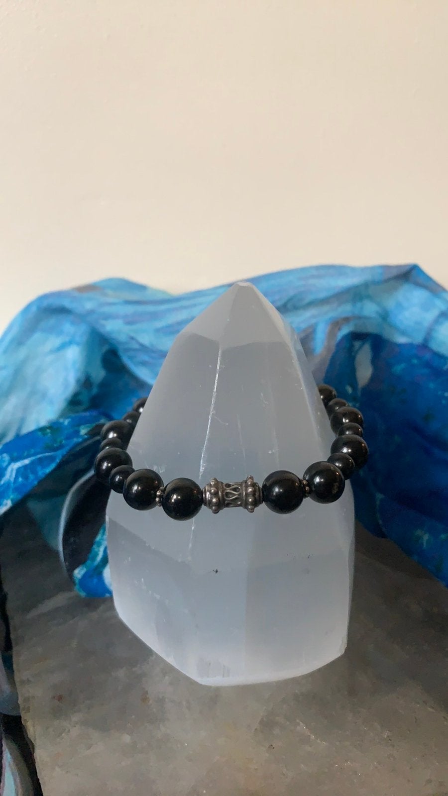 Shungiet shungite zilver beschermt aura straling zuivert, Met bedels of kralen, Zwart, Magnolia11, Nieuw