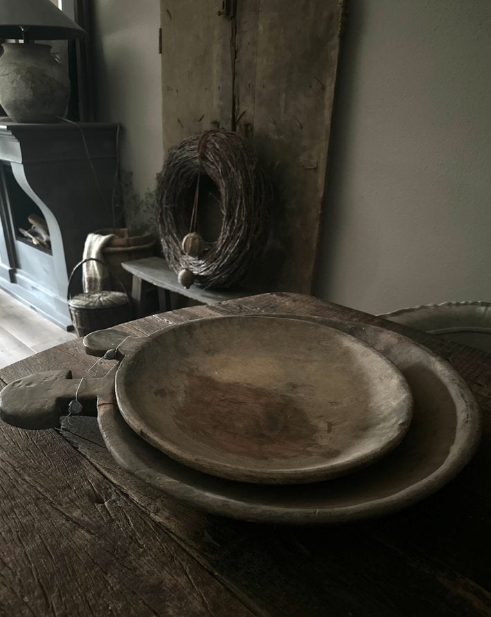 Oud houten schaal Hoffz, Ophalen of Verzenden, Nieuw, Rond, Hout