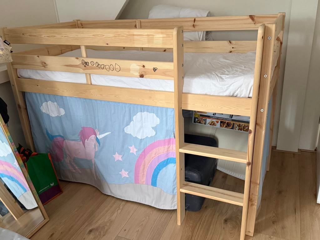 Hoppekids Eco Comfort Mid Slaapbed 70x160 wood met matras, Kinderen en Baby's, Kinderkamer | Bedden, Ophalen, 70 tot 85 cm, Zo goed als nieuw