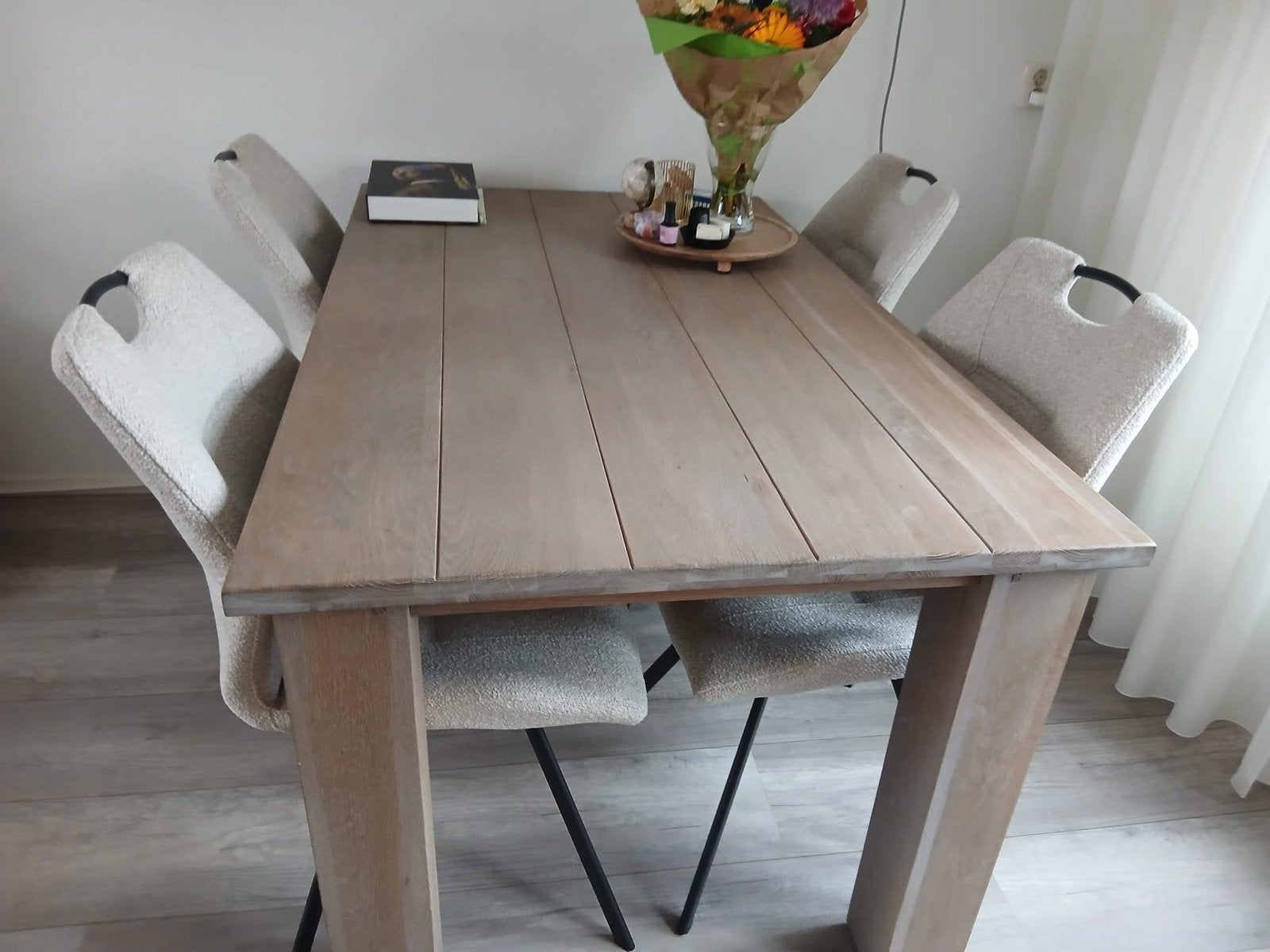 Vergrijsd eiken eettafel IN VASTE PRIJS VERLAAGD, Ophalen, Eikenhout, 50 tot 100 cm, Zo goed als nieuw