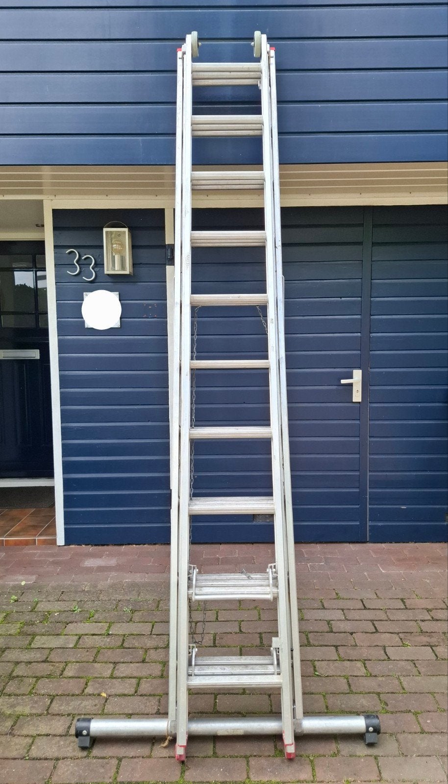 Altrex schuifladder 3 x 10 tredes, Doe-het-zelf en Verbouw, Ophalen, Gebruikt, Ladder, 4 meter of meer